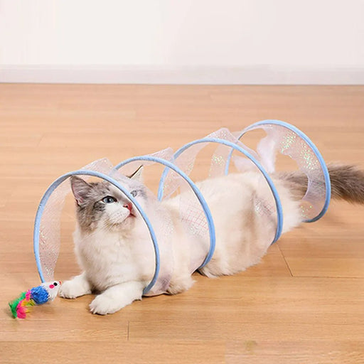 Self-Play Cat Hunting Spiral Tunnel Toy - Indoor Cat Activity Structure, Portable and Foldable Toy - Gear Elevation